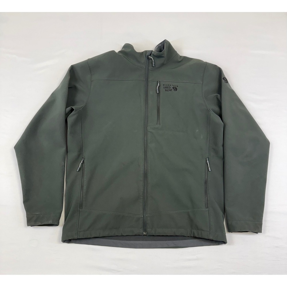 Mountain Hardwear Mens‎ Softshell Fleece Lined Jacket Gray Large Full Zip Hiking
